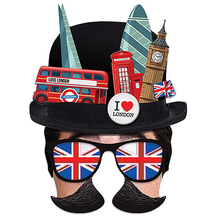 London Tourist Printed Face Mask - Durable Card Material with Eye Holes and Elastic Strap