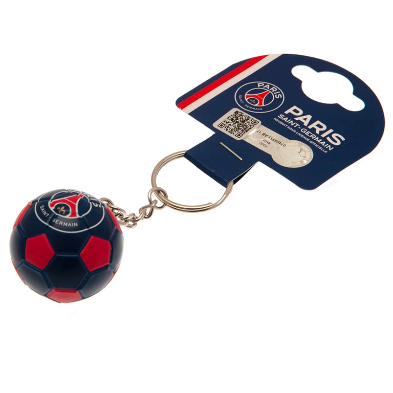Paris Saint Germain FC Football Shaped Keyring with Chain and Split Ring