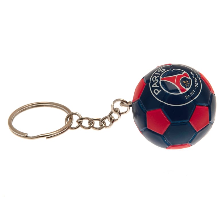 Paris Saint Germain FC Football Shaped Keyring with Chain and Split Ring