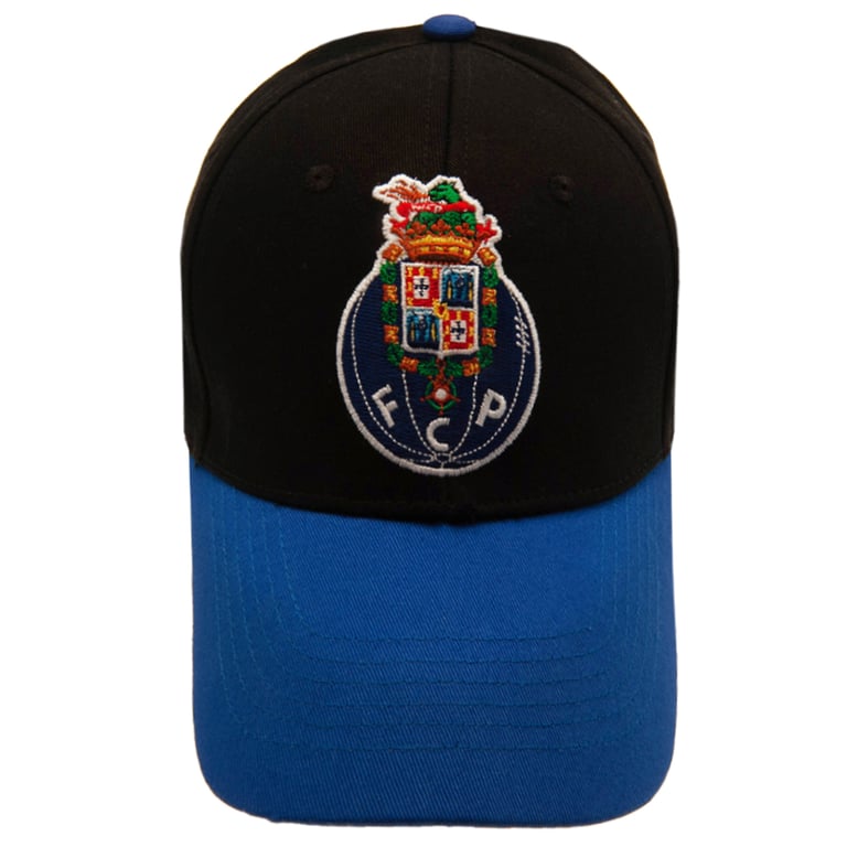 FC Porto Colour Peak Cap - Black Classic Design Snapback with Embroidered Crest