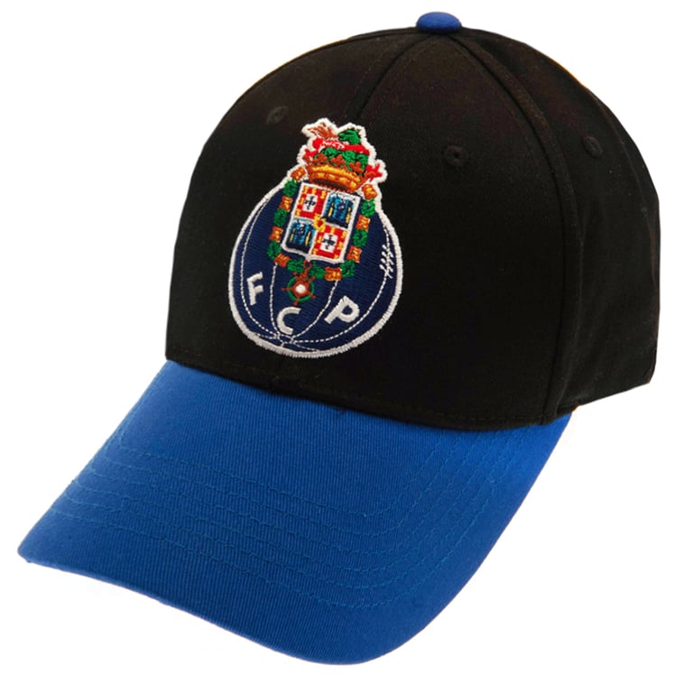 FC Porto Colour Peak Cap - Black Classic Design Snapback with Embroidered Crest