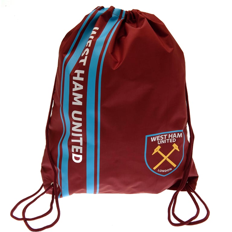 West Ham United FC Stripe Gym Bag - Official Club Crest and Wipe Clean Polyester Design
