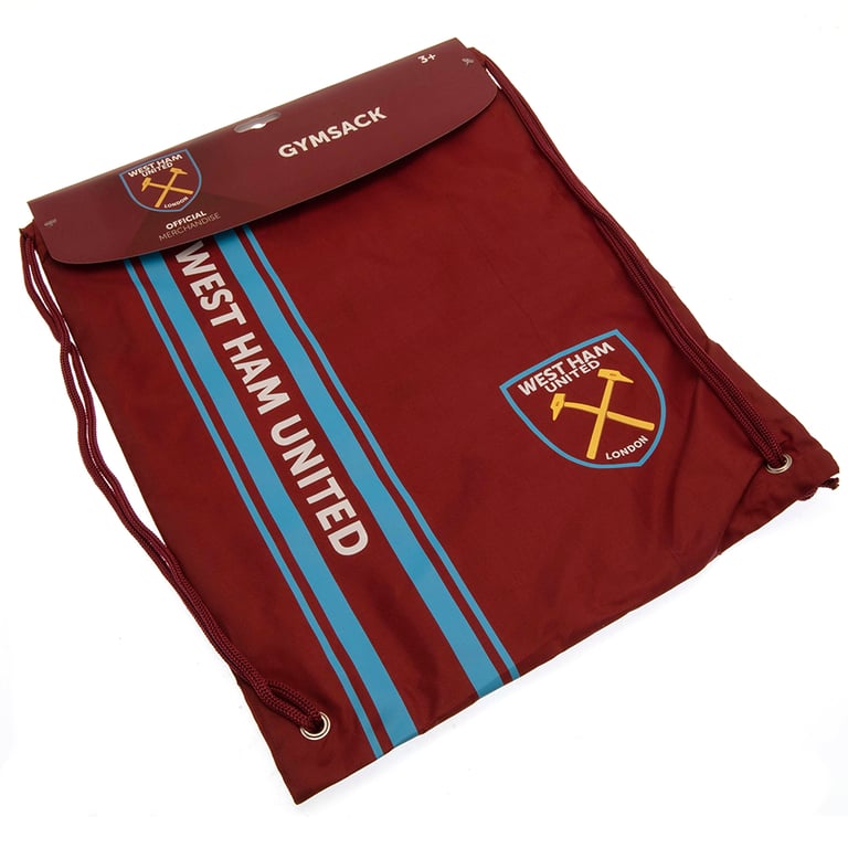 West Ham United FC Stripe Gym Bag - Official Club Crest and Wipe Clean Polyester Design