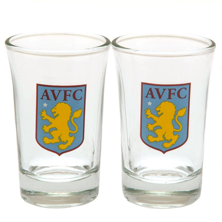 Aston Villa FC 2pk Full Colour Shot Glasses with Club Crest Design