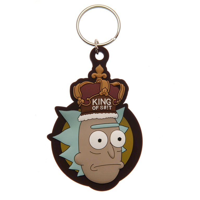 Rick And Morty King Rick PVC Keyring - Durable 5mm Thick Keychain with Chain and Split Ring
