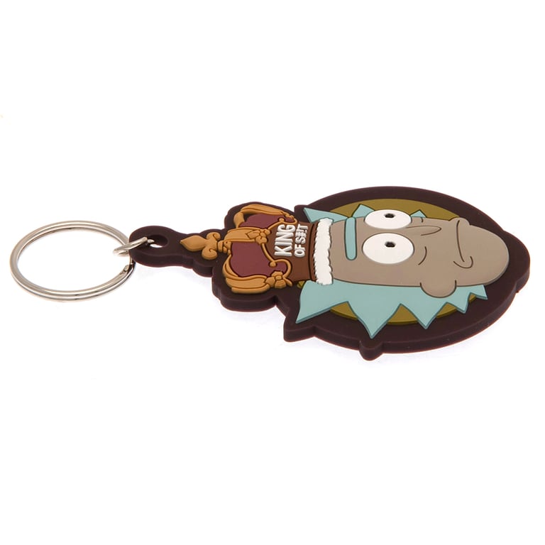 Rick And Morty King Rick PVC Keyring - Durable 5mm Thick Keychain with Chain and Split Ring