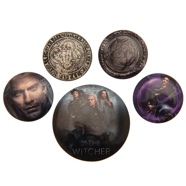 The Witcher Button Badge Set - Ideal School Bag Decoration with Safety Pin Fixing