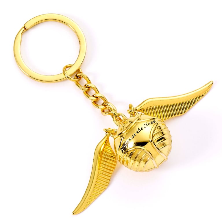 Harry Potter Golden Snitch 3D Metal Keyring with Movable Wings and Engraved Message