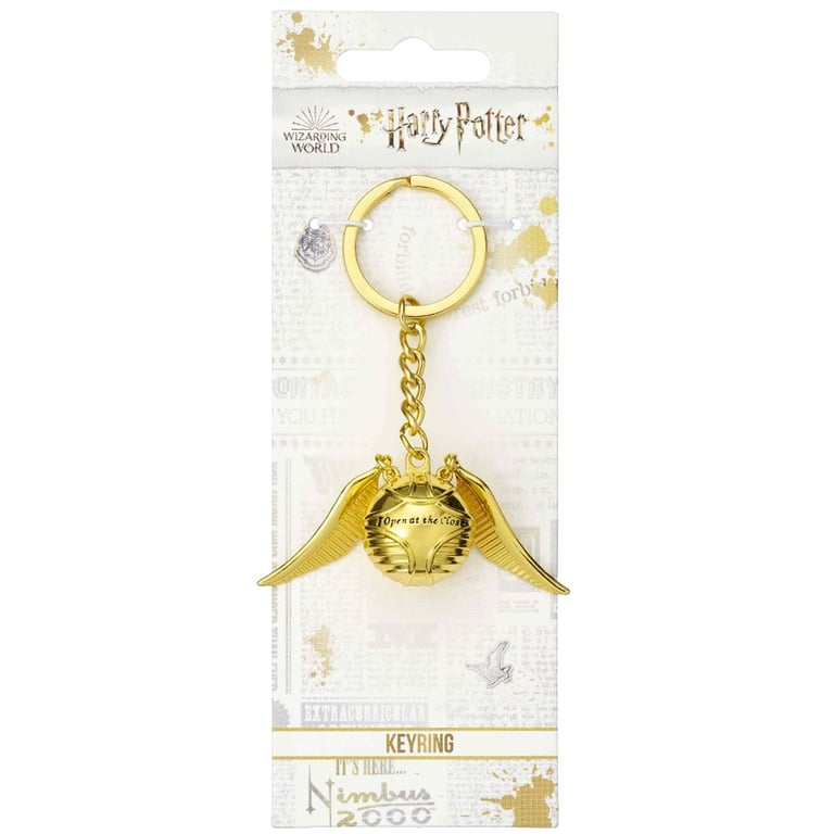 Harry Potter Golden Snitch 3D Metal Keyring with Movable Wings and Engraved Message