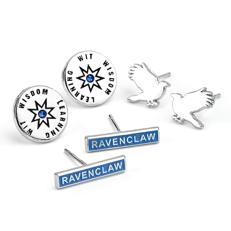 Harry Potter Ravenclaw Silver Plated Earring Set - 3 Detailed Designs Stud Earrings