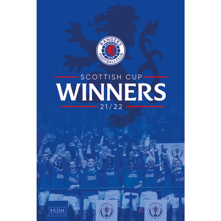 Rangers FC 2021-22 Scottish Cup Winners Poster - High Resolution Artwork on Gloss Paper