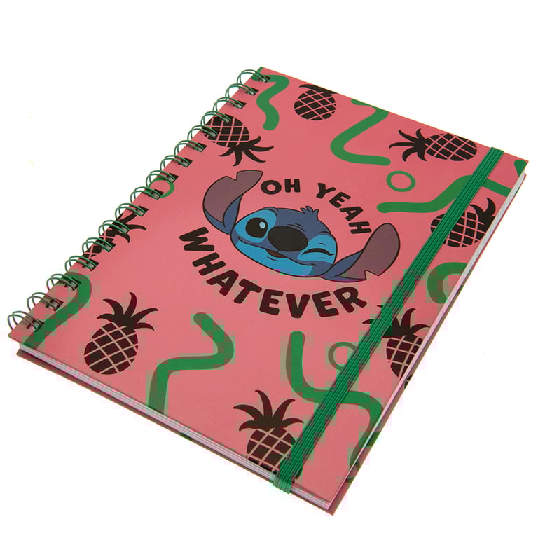 Lilo & Stitch A5 Spiral Bound Hardback Notebook - Pink Graphic Background