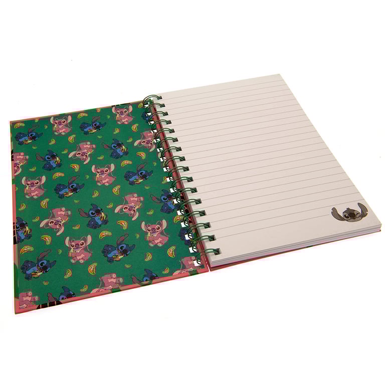 Lilo & Stitch A5 Spiral Bound Hardback Notebook - Pink Graphic Background