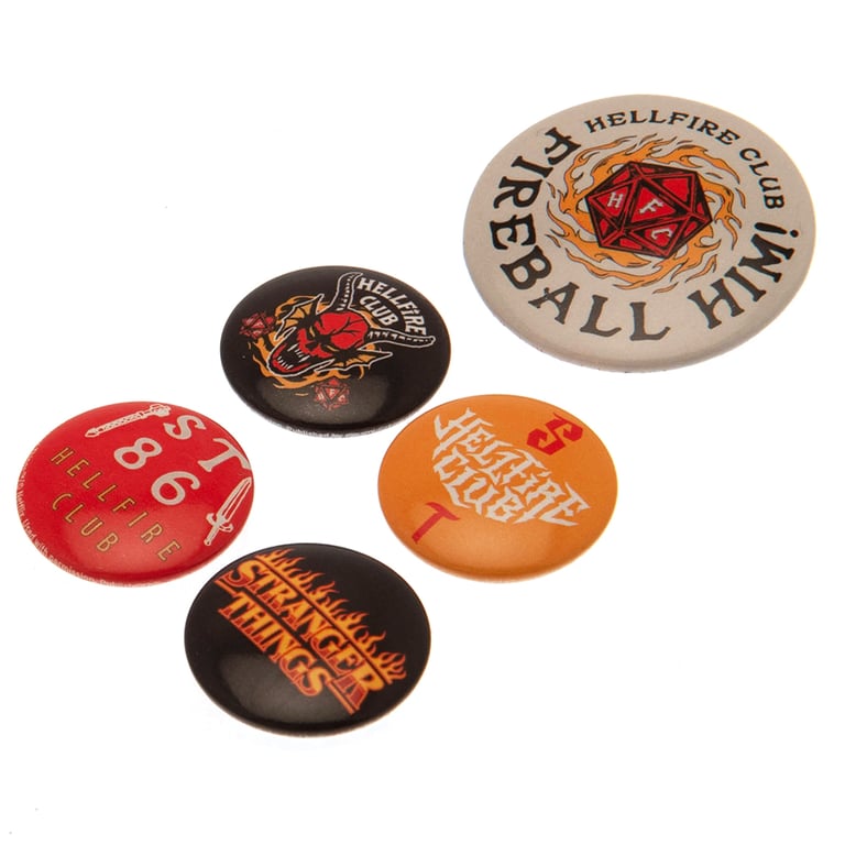 Stranger Things Hellfire Club Button Badge Set - Ideal School Bag & Clothing Decoration