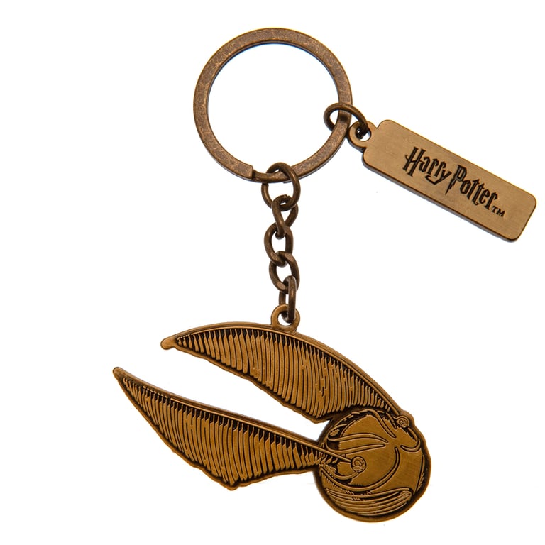 Harry Potter Golden Snitch Charm Keyring - Metal Die Stamped Keychain