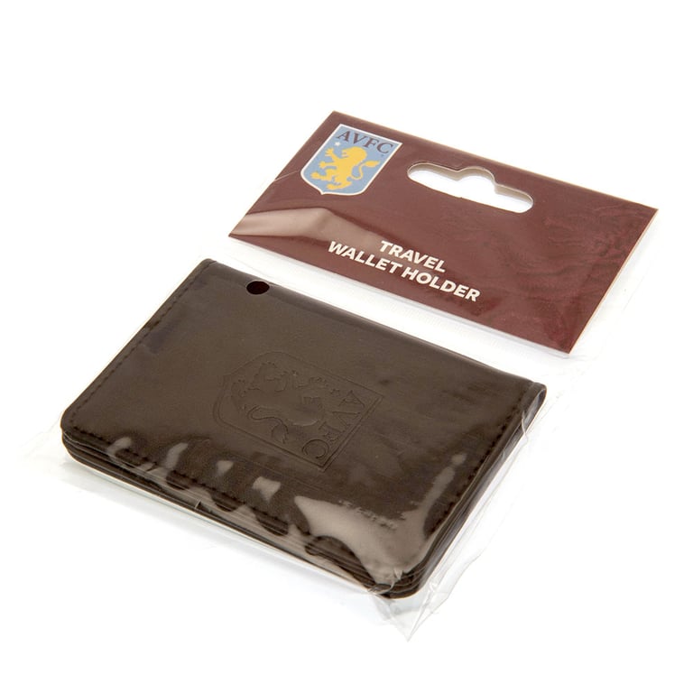 Aston Villa FC Luxury Debossed Crest Card Holder - 3 Slot PU Travel Wallet