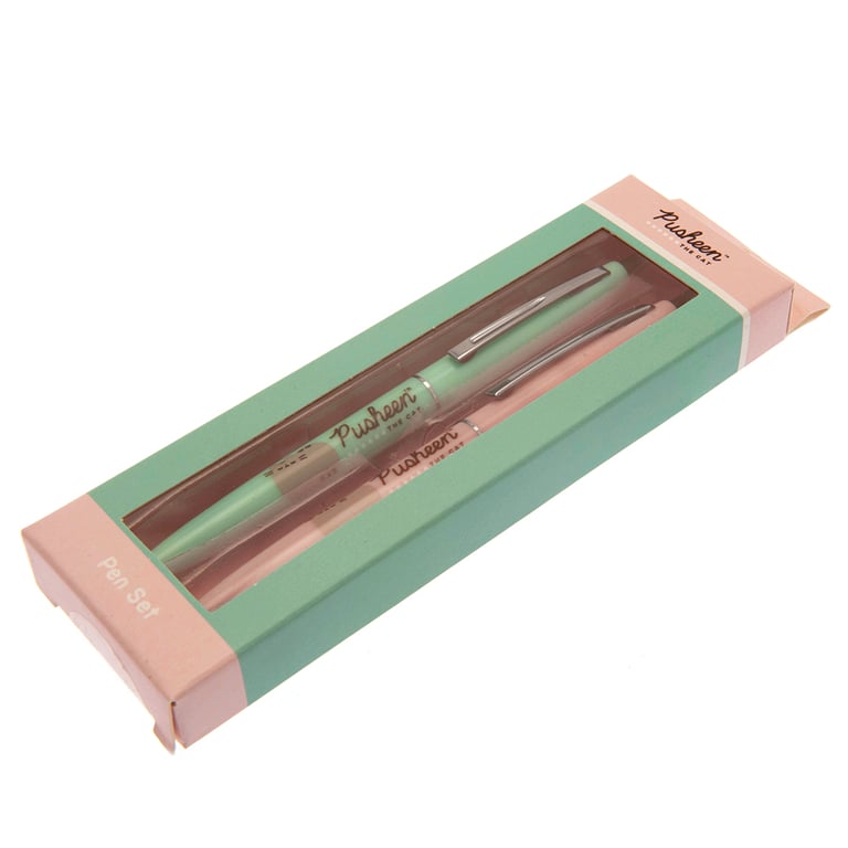Pusheen 2pk Colorful Click Pen Set - Mint Green & Pink Ballpoint Pens with Black Ink Writing