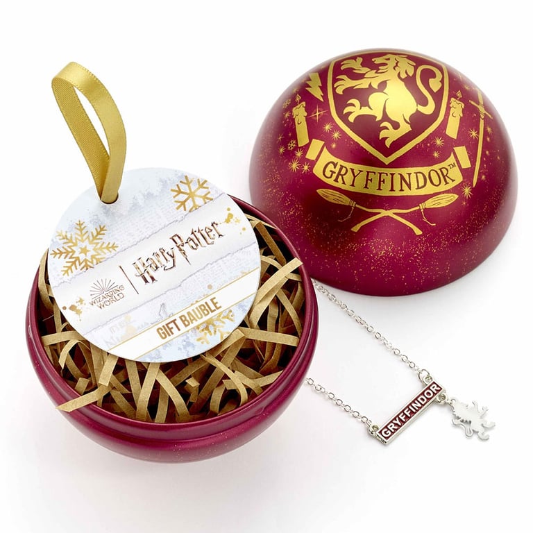 Harry Potter Gryffindor House Christmas Bauble Decoration with Necklace