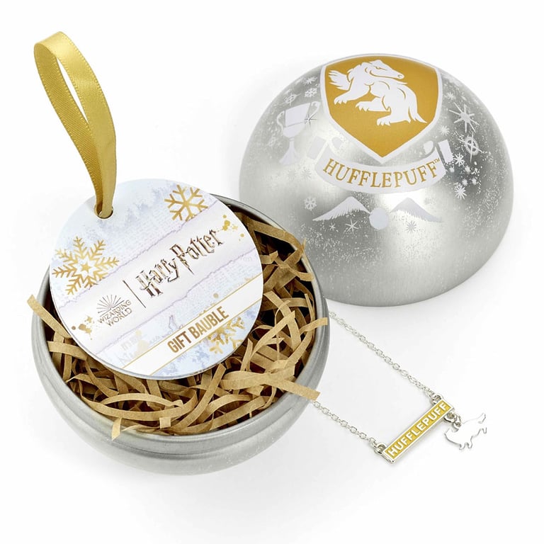 Hufflepuff House Christmas Bauble Decoration with Necklace