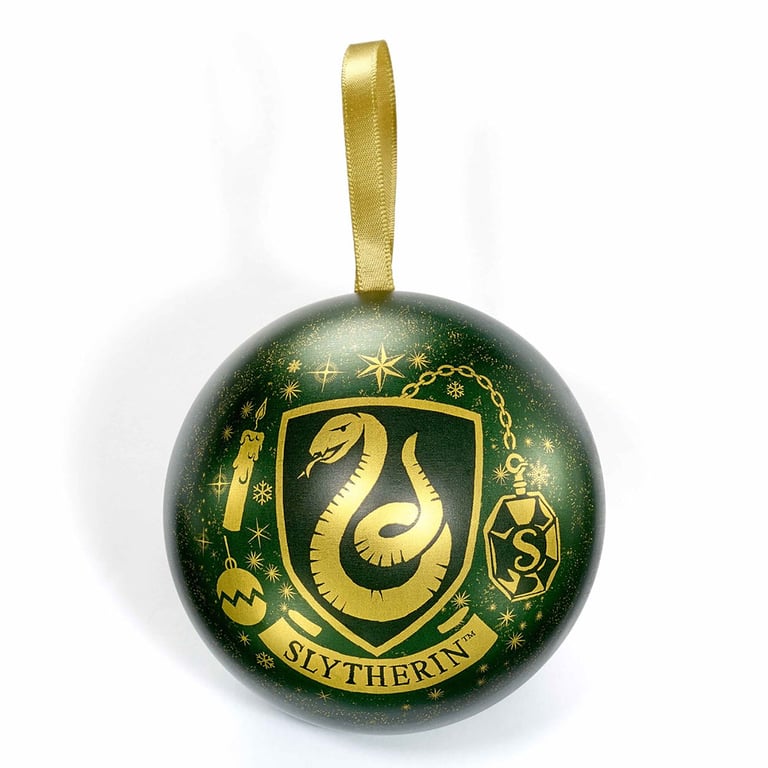 Harry Potter Slytherin Christmas Bauble with Silver Plated House Necklace Decoration