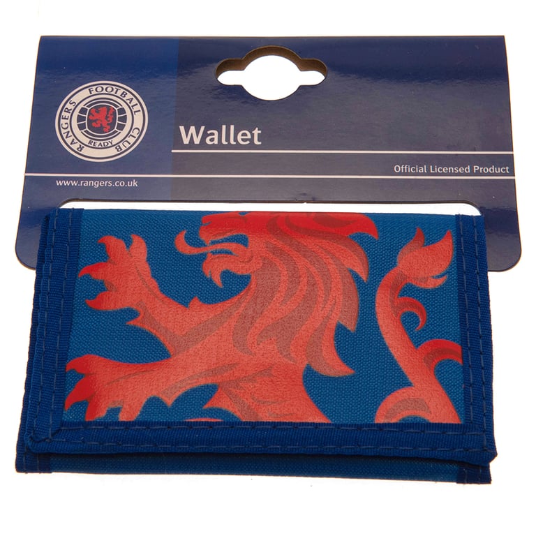Rangers FC Colour React Royal Blue Wallet - 5 Compartments, Lion Design, External Zipped Pocket