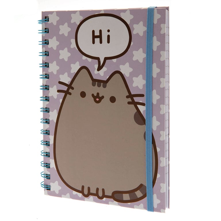 Pusheen A5 Hardback Lined Notebook - Lilac Star Background Design