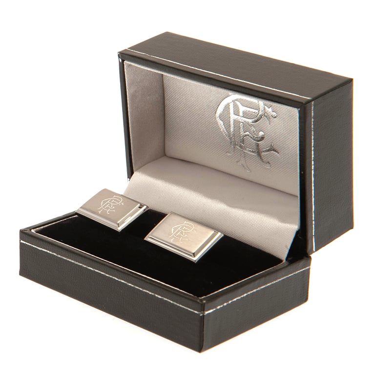 Rangers FC Stainless Steel Cufflinks - Brushed Satin Finish, Engraved Scroll Crest