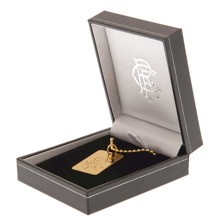 Rangers FC Gold Plated Dog Tag with Club Crest & Mirror Finish Ball Chain