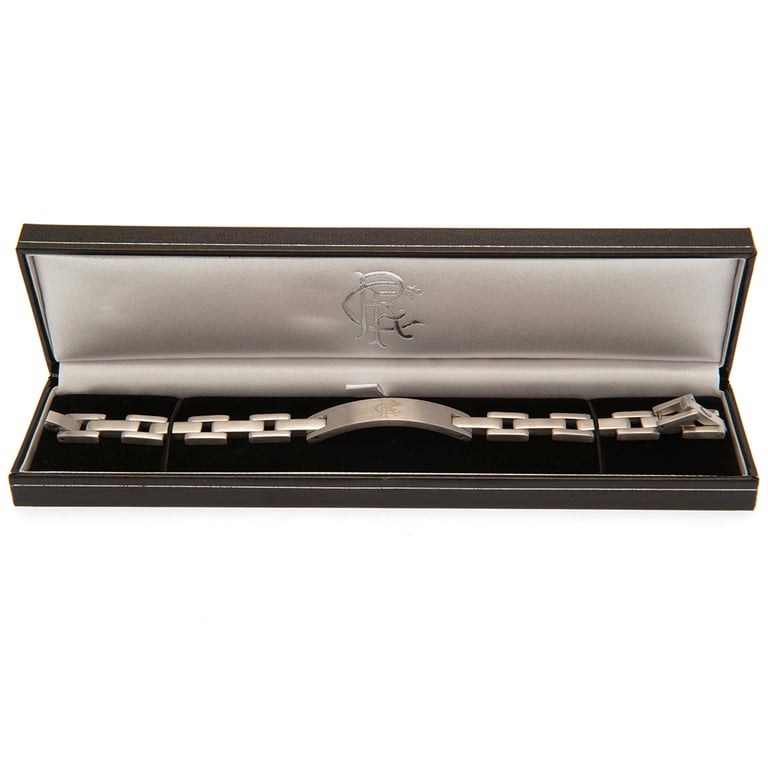 Rangers FC Engraved Stainless Steel Link Bracelet with Club Crest Embossing
