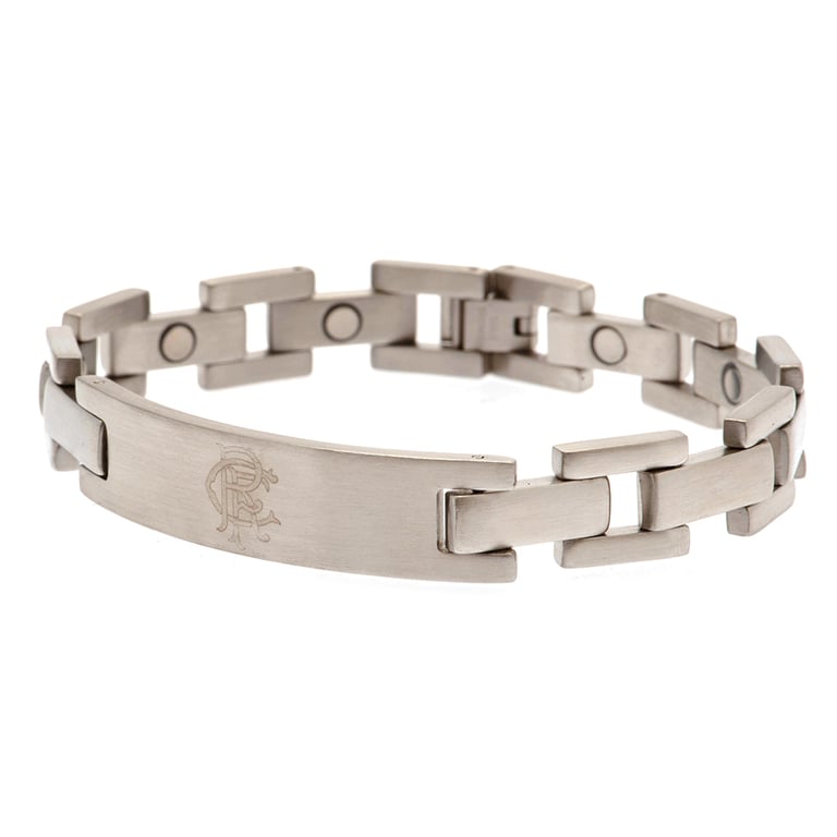 Rangers FC Engraved Stainless Steel Link Bracelet with Club Crest Embossing
