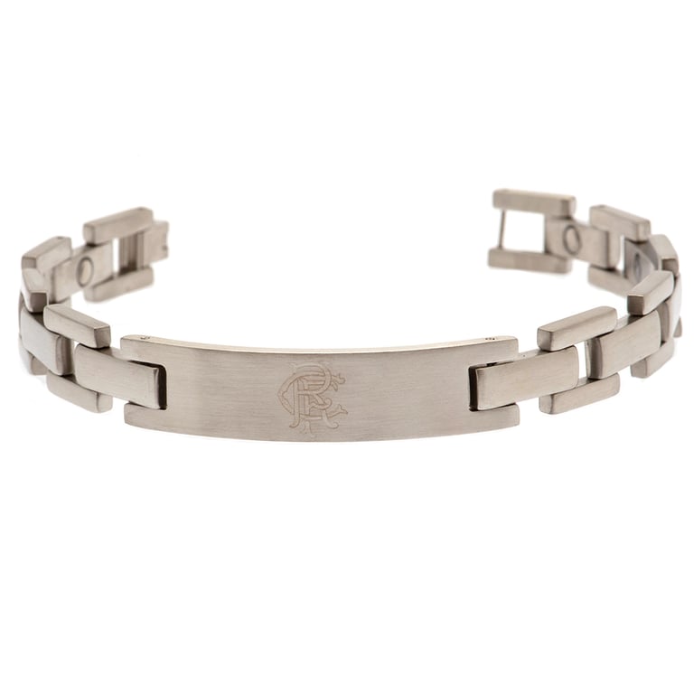 Rangers FC Engraved Stainless Steel Link Bracelet with Club Crest Embossing