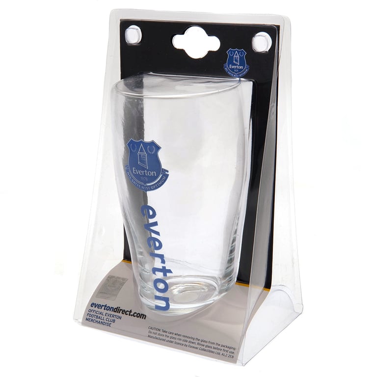 Everton FC Royal Blue Tulip Pint Glass - Wordmark Design with Club Crest