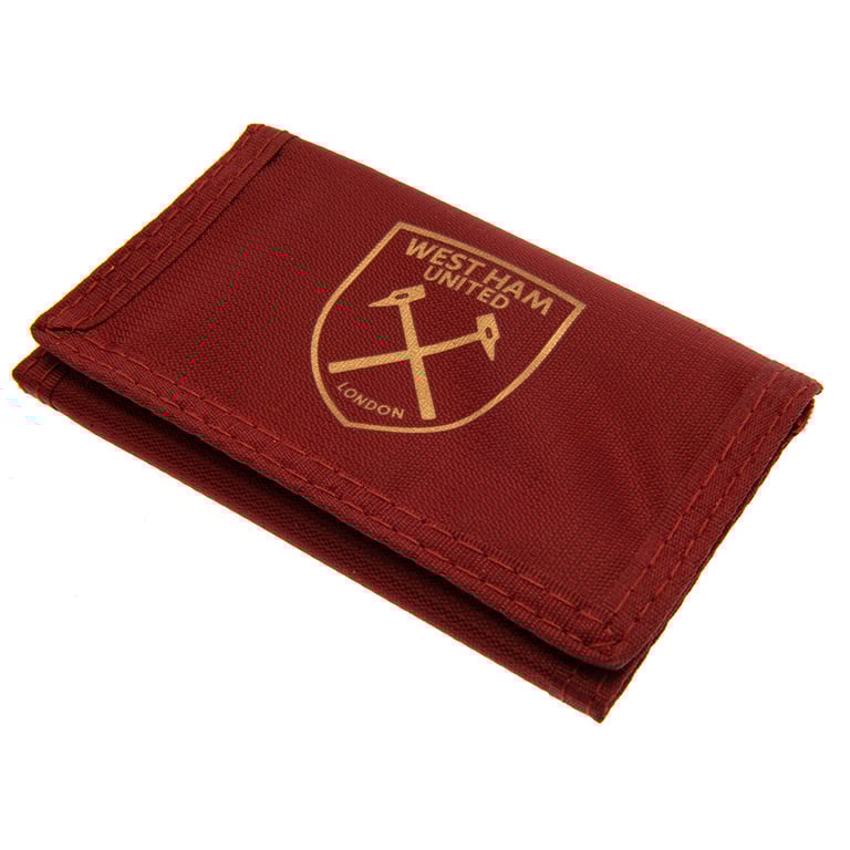 West Ham United FC Colour React Wallet - 5 Compartment Claret Wallet with Gold Crest and Wipe Clean Design