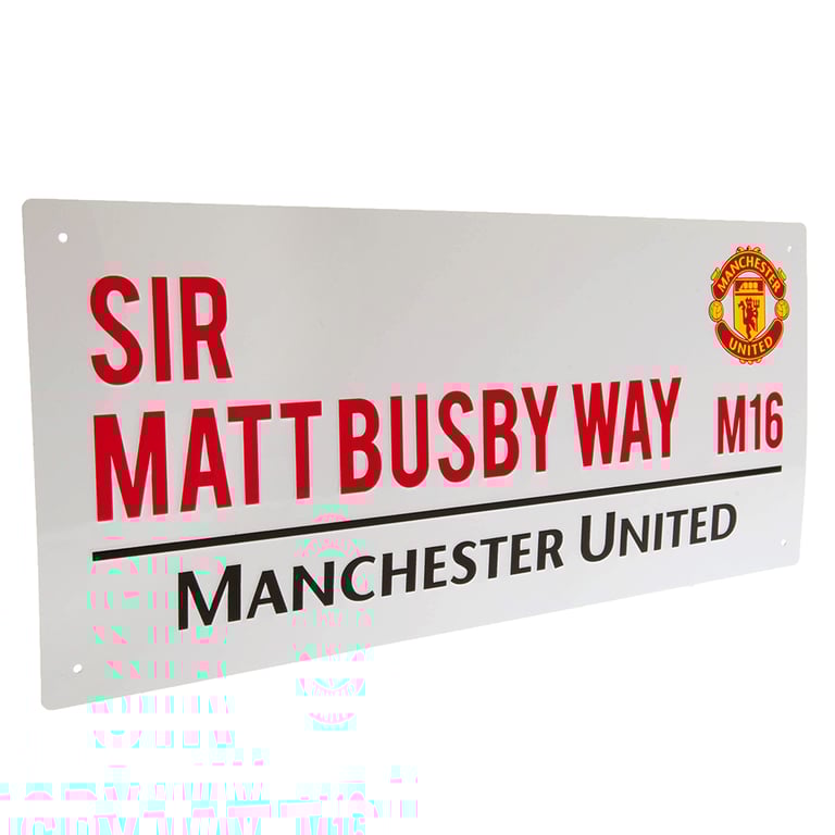 Manchester United FC Sir Matt Busby Way Metal Street Sign - Official Team Home Sign