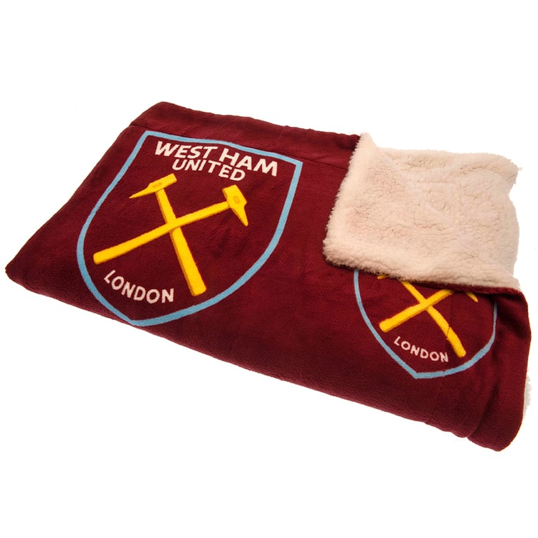West Ham United FC Claret Super Soft Sherpa Fleece Blanket - Warm Home Decor