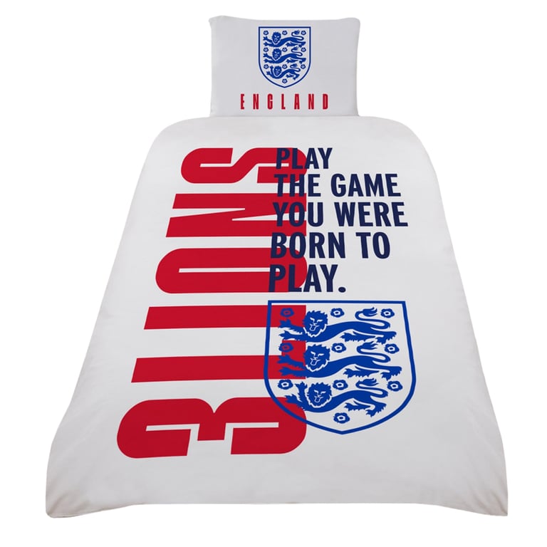 England FA Reversible 3 Lions Duvet Set - Machine Washable Home Decor