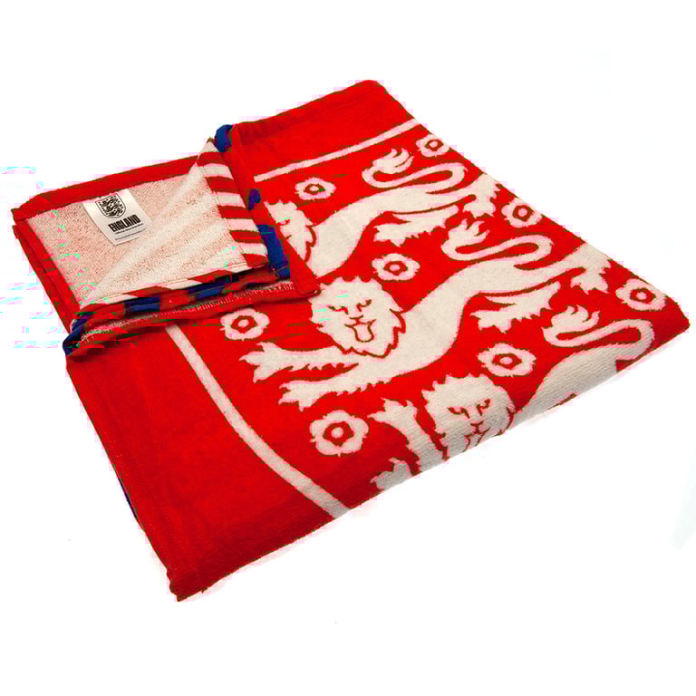 England FA 100 Cotton Velour Towel - Large Soft Beach Towel with Lion Design and England Crest