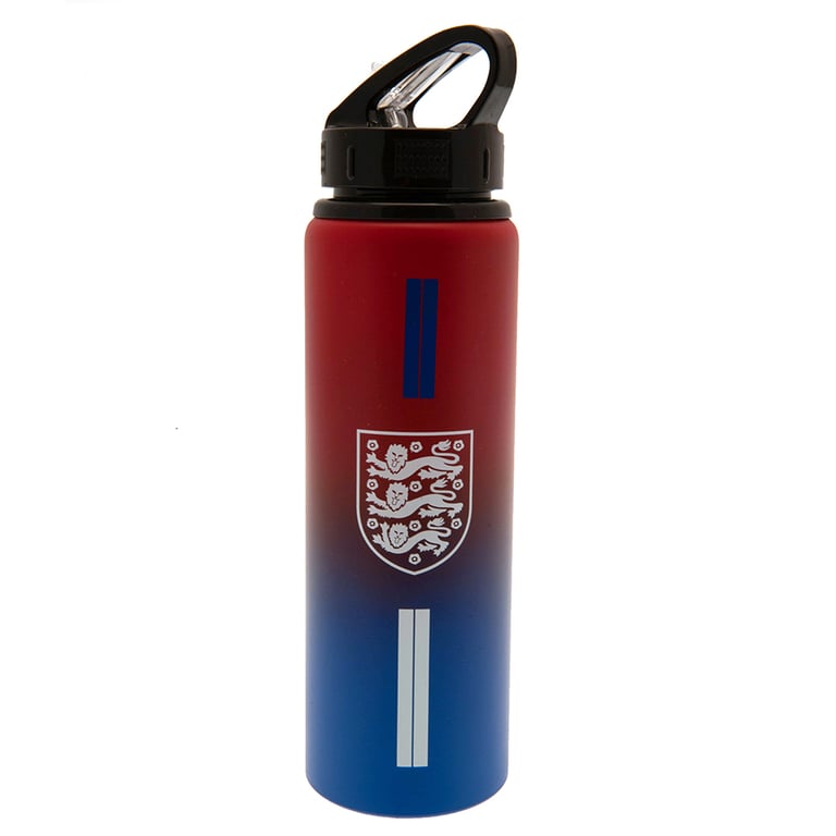 England FA Crest Aluminium Striped Sports Drinks Bottle - Quench Cap & Spout