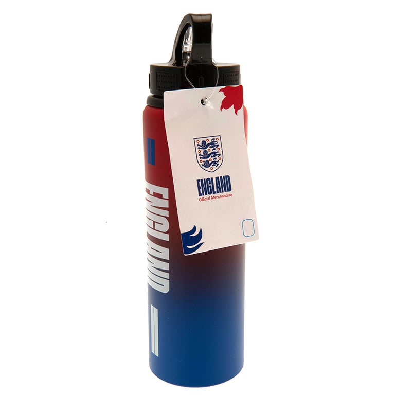 England FA Crest Aluminium Striped Sports Drinks Bottle - Quench Cap & Spout