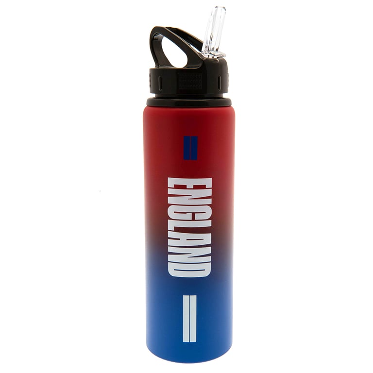 England FA Crest Aluminium Striped Sports Drinks Bottle - Quench Cap & Spout