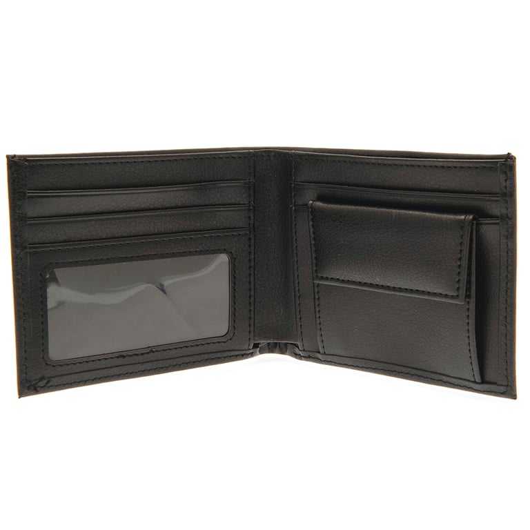Aston Villa FC Embroidered Club Crest Black PU Wallet with 3 Card Slots and Secure Compartments