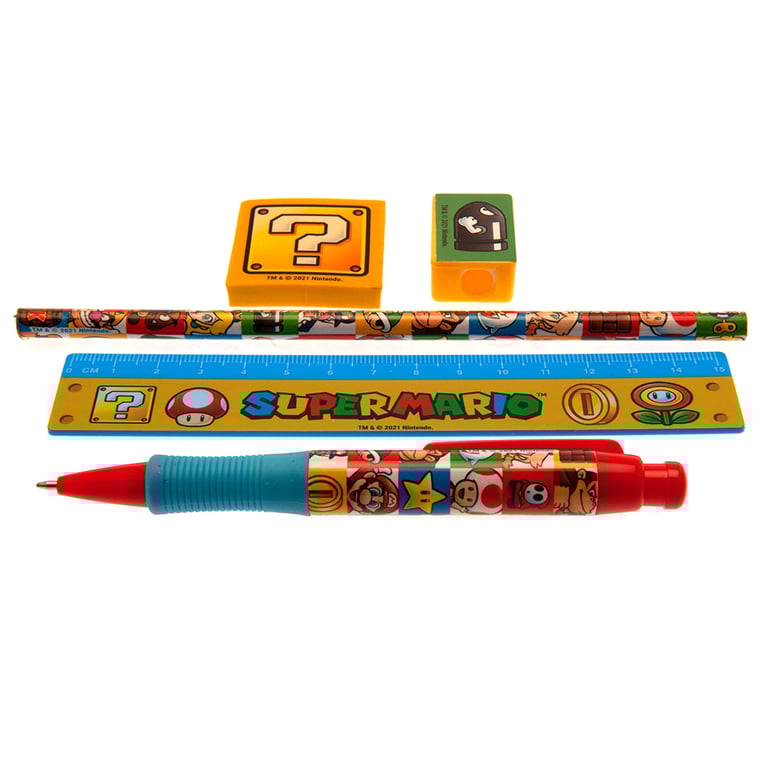 Super Mario 5pc Vibrant Stationery Set - Colorful Desk Essentials