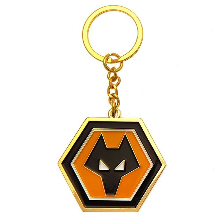Wolverhampton Wanderers FC Metal Crest Keyring - Enamel Infill Football Team Keychain