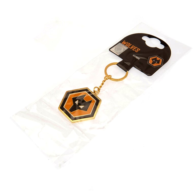 Wolverhampton Wanderers FC Metal Crest Keyring - Enamel Infill Football Team Keychain