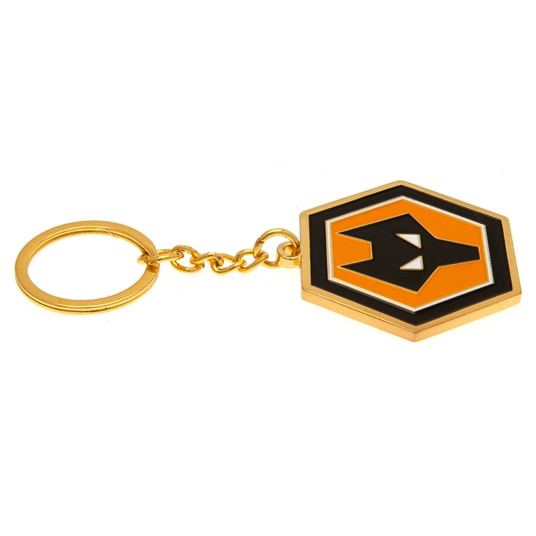 Wolverhampton Wanderers FC Metal Crest Keyring - Enamel Infill Football Team Keychain