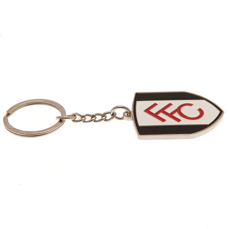Fulham FC Crest Metal Keyring with Enamel Infill and Silver Finish Keychain