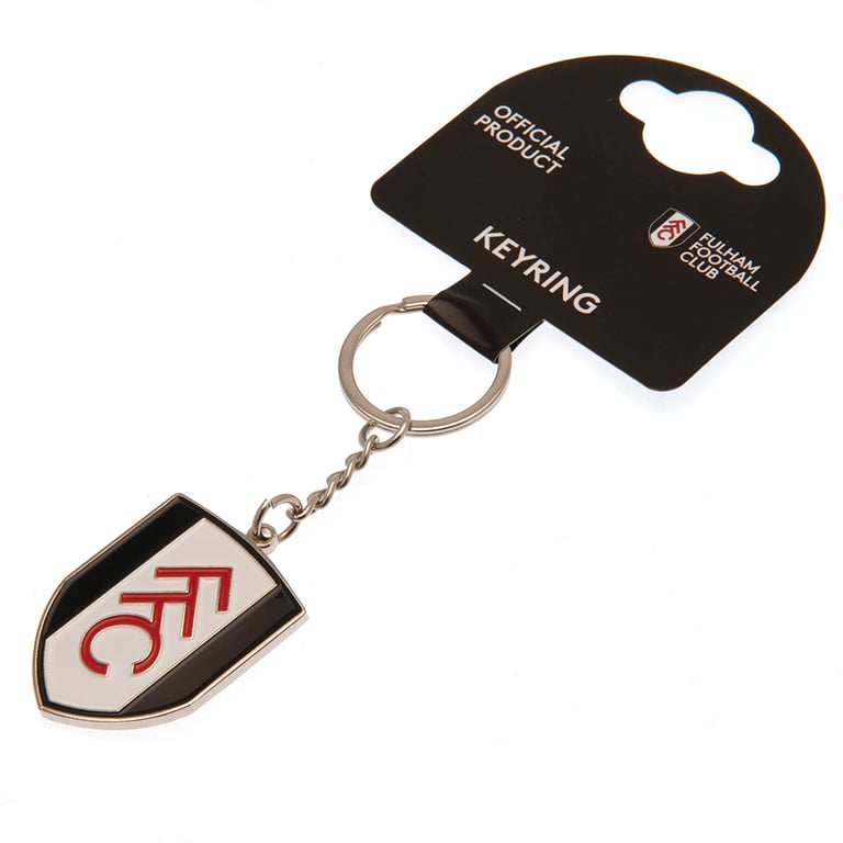 Fulham FC Crest Metal Keyring with Enamel Infill and Silver Finish Keychain