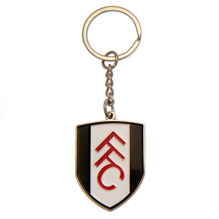 Fulham FC Crest Metal Keyring with Enamel Infill and Silver Finish Keychain