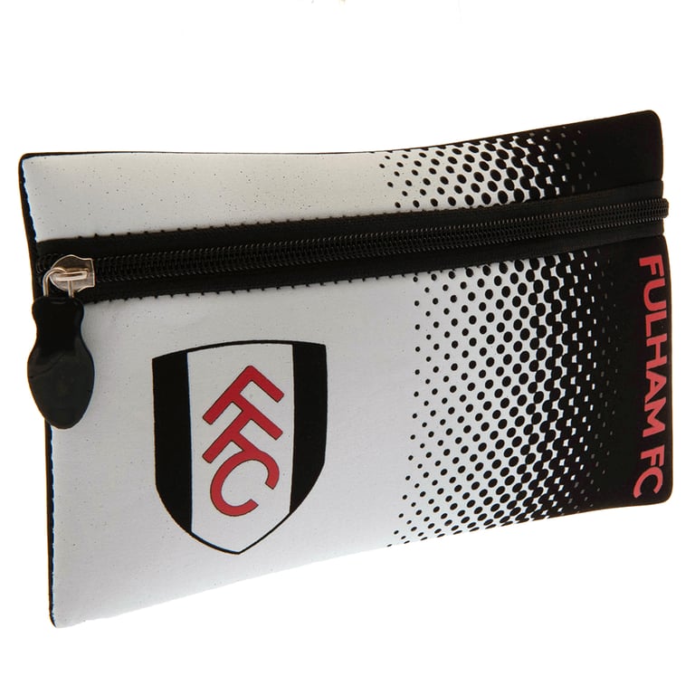 Fulham FC Neoprene Zipped Pouch Crest Pencil Case - Black & White Fade Design