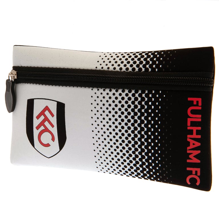 Fulham FC Neoprene Zipped Pouch Crest Pencil Case - Black & White Fade Design